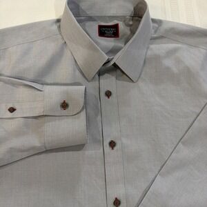 UNTUCKit Mens XXL Gray Wrinkle Free Long Sleeve Button Up Shirt 100% Cotton